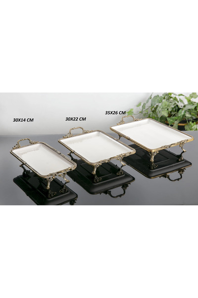 BULUTHOMEAKSESUAR طقم عرض مستطيل من البورسلين مكون من 3 قطع عتيق