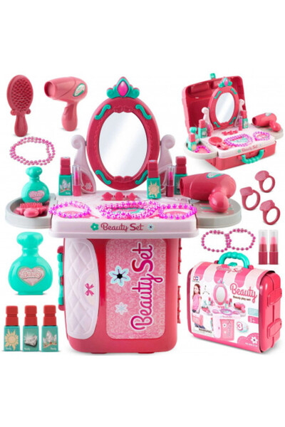 Ricokids Plastic dressing table for children, 2 in 1, suitcase type, with makeup accessories, drawer, mirror