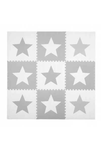 Ricokids Foam Puzzle Play Mat for Kids, 180 x 180 cm, 9 Pieces, Star Grey