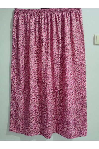 hoaryage Elastic Waist, Vivid Colorful Patterned Viscose Press Fabric Maxi Length Skirt, Prayer Skirt, Size 36-48