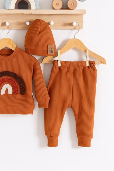 Kids Kingdom Cotton Rainbow Embroidered 3-Piece Baby Boy Set