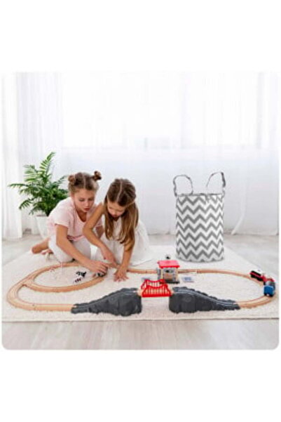 NUKIDO Cos pentru depozitare jucarii camera copiilor, 60 x 35 cm, Nukido, Gri/Alb