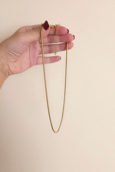By Zeyna Aksesuar 316 L Steel Antiallergenic Tarnish-Free Snake Necklace 45+7 cm