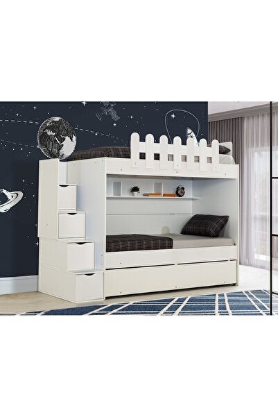 evimşah mobilya EVİMŞAH IRMAK 3 LÜ 90 * 190 BEYAZ / BEYAZ RANZA