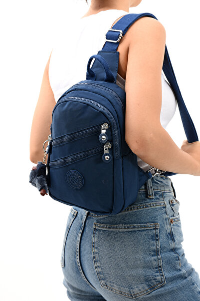 Sanmorris Unisex Kırinkıl Kumaş Lacivert Renkli Suya Dayanıklı Çok Bölmeli Om...