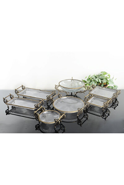 BULUTHOMEAKSESUAR 7 PARÇA ANTİK AVANGARD CAM SUNUMLUK SETİ
