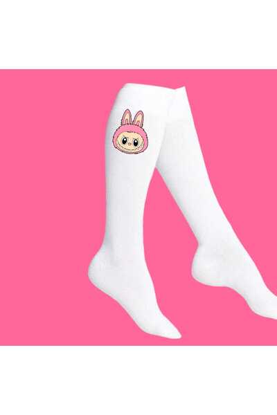 bhk desing Pink La Bubiks Printed Girl's Knee-High Socks