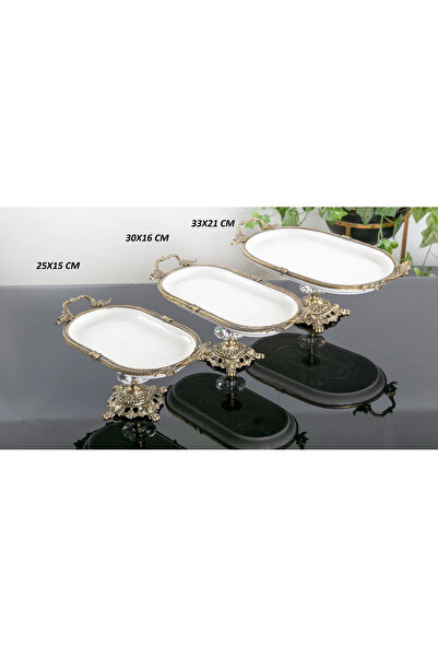 BULUTHOMEAKSESUAR طقم تقديم من البورسلين بيضاوي الشكل مكون من 3 قطع عتيق