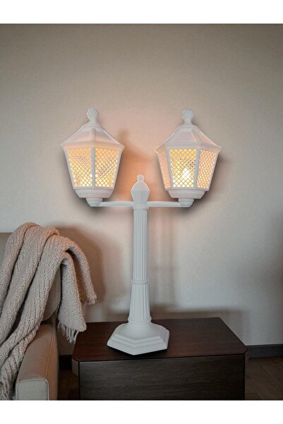 BRNTECH 3D Sokak Lambası Mumluk - Çift Başlı Retro Tasarım Şamdan