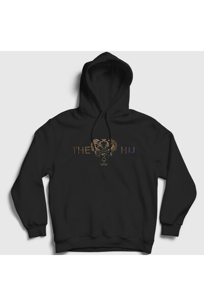 Presmono Unisex Black Logo Rock the Hu Hooded Sweatshirt 573090Tt