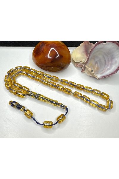 İskenderun Tesbihcilik Gold Leaf Corn Crafted Airplane Glass Rosary