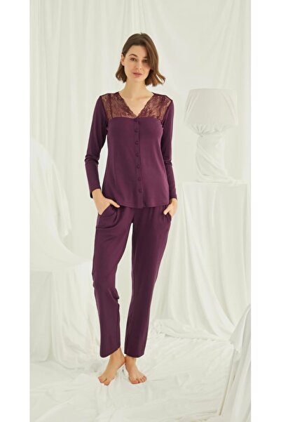 NightLove طقم بيجامة بأزرار من الدانتيل من Monamise 19230