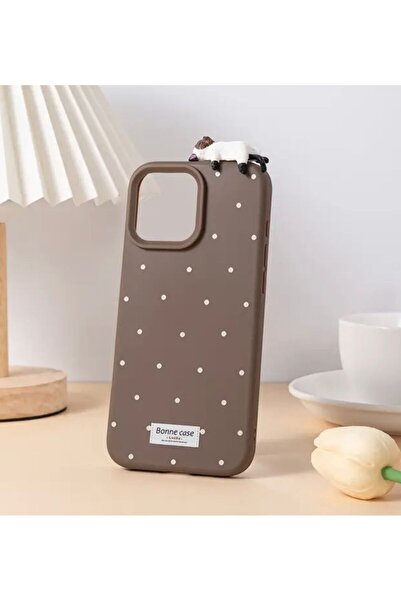 Burroe Atalier İphone 16 Pro Max Uyumlu Kahve Sevimli 3d Yatan Kedi Puantiye...