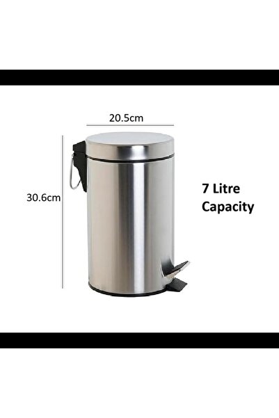 Goishtrie سلة مهملات من الفولاذ المقاوم للصدأ، دلو داخلي قابل للإزالة. سلة مهملات دائرية بدواسة، سعة ٧ لترات.
