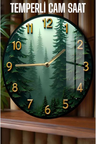 kutuTR Doğa Temalı 3D Görünümlü Temperli Cam Saat – 33 cm CSDW425