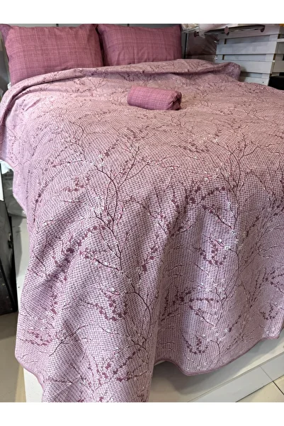 ŞENER HOME Sprout Patterned Sheet Elastic Double Pique Set