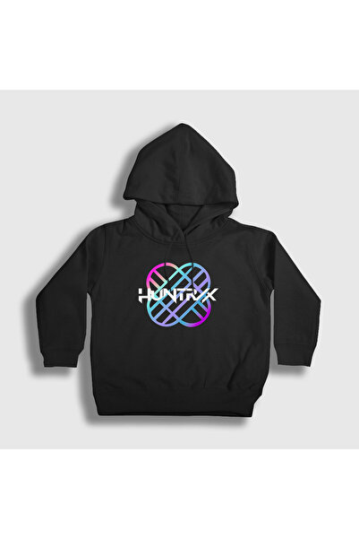 Presmono Unisex Παιδικό μαύρο λογότυπο Huntrix K Pop Demon Hunters Φούτερ με κουκούλα 572510tt