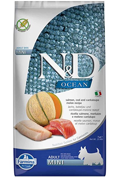 N&D ND Ocean Tahılsız Somon Morina Balığı ve Kavunlu Küçük Irk Yetişkin Köpek Maması 7kg Luxury