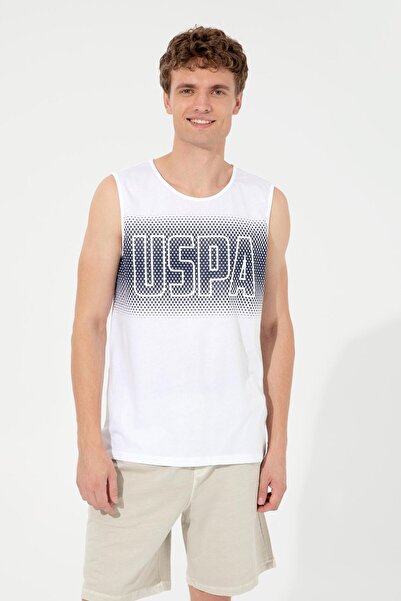 U.S. Polo Assn. Tricou alb pentru bărbați cu guler rotund