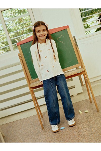 LC Waikiki بنطال جينز بناتي بخصر قابل للتعديل