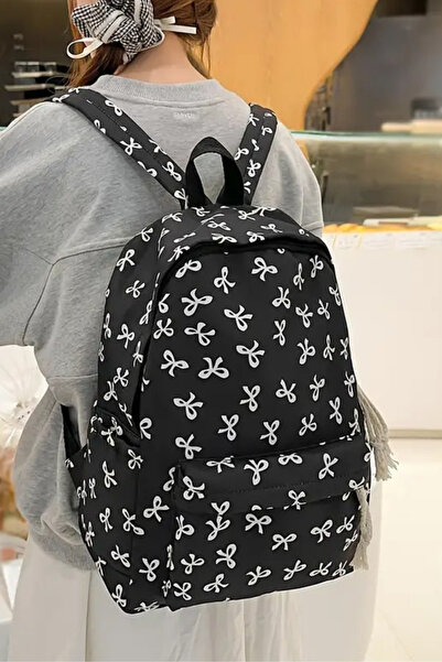 Woys Bags Kore Tarzı Kurdele Desenli Sırt Çantası Spor Çantası Okul Çantası Günlük Kullanım Çanta