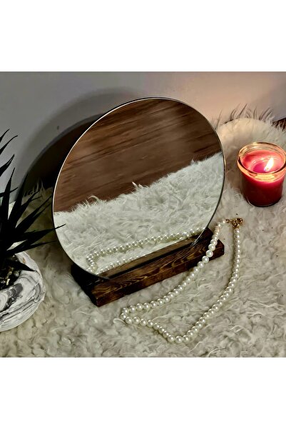Tekir Store evinizi güzelleştirin Yuvarlak Dekoratif Makyaj Aynası Ahşap Cevi...