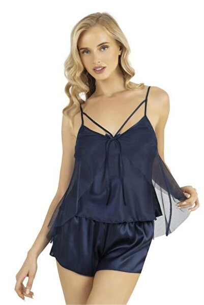 PRIMODA Set de pantaloni scurți din satin bleumarin Aesco