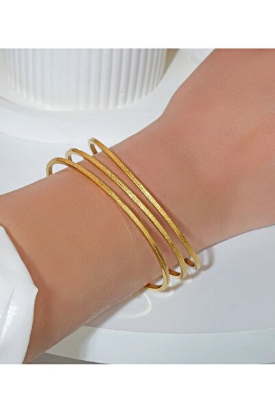 staınless steel Çelik Simli Ajda Bilezik (3Adet/7cm)