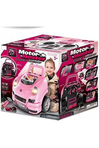 Kardett Pink Toy Car Set for Girls, 61 Pieces, Interactive Car Workshop with Sounds and Lights, 3-