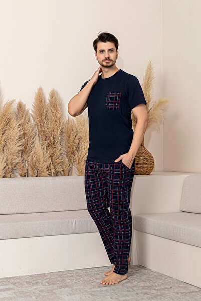 lacelove Nisanca Summer Short Sleeve 100% Cotton Men's Pajama Set - Father's Day Special Series