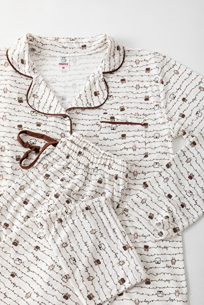 lacelove Long Sleeve Shirt Collar Women's Pinterest Pajama Set - Seasonal Women's Pajamas - Wide Size Range �