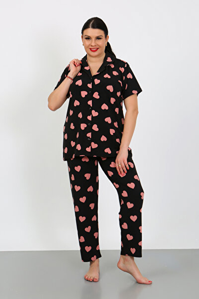 lacelove Set de pijamale cu mâneci scurte din cămașă Milan de mărime mare - Seria Young Mother