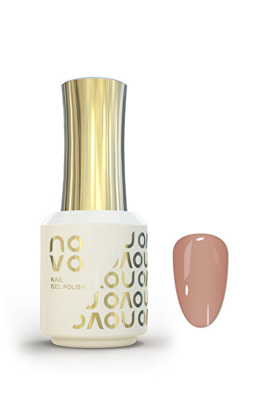 No-vo طلاء أظافر جل لامع بقاعدة مطاطية، مع إضاءة LED بالأشعة فوق البنفسجية للنساء، 12 مل - NB56# بني لامع