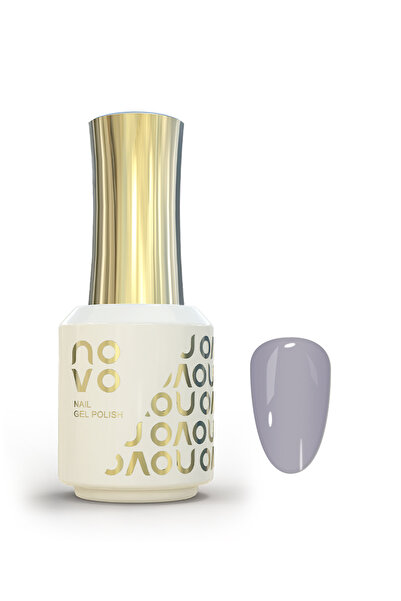 No-vo طلاء أظافر جل لامع بقاعدة مطاطية، مع إضاءة LED بالأشعة فوق البنفسجية للنساء، 12 مل - NB21# رمادي باهت