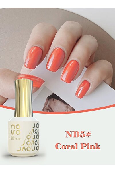 No-vo Rubber Base Gel, Shiny UV LED Gel Nail Polish for Women 12ml-NB5# Coral Pink
