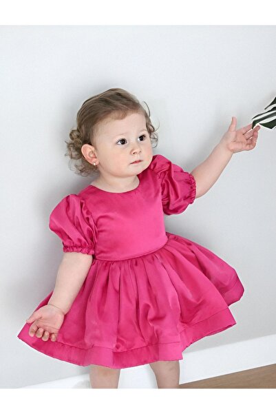 bright moon Girls Satin Party Birthday Dress