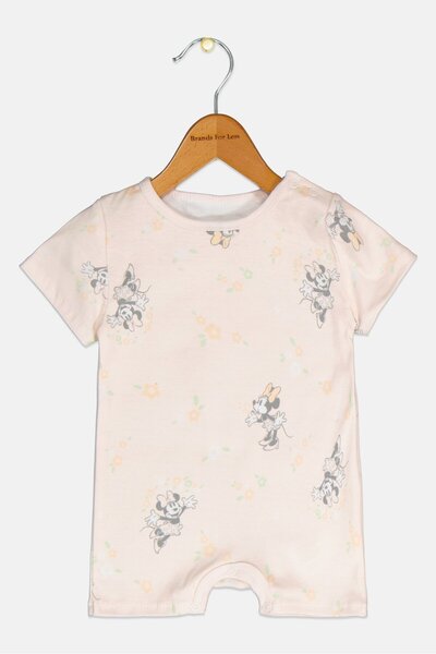 Disney Toddlers Girl Short Sleeve Mickey Mouse Print Bodysuits, Pink