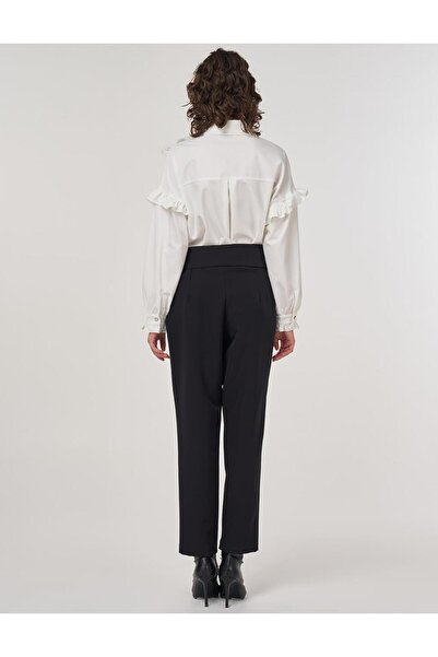 Kayra Çima Stitched High Waist Pipe Leg Trousers Black