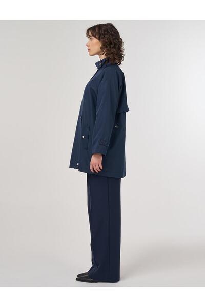KYR Dik Yaka Kısa Trençkot Koyu Lacivert