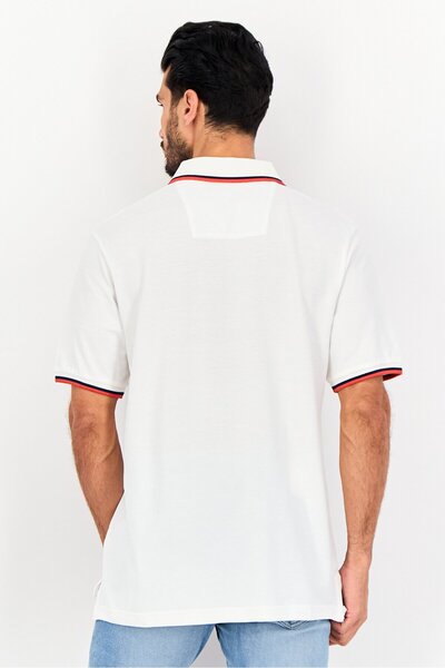 Nautica Men Spread Collar Short Sleeve Embroidered Polo Shirt, White