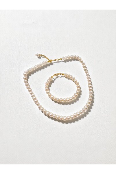 Zodyak Doğal Taş Gerçek İnci Kolye Bileklik Set