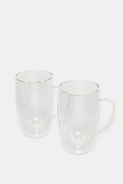 erorex Borosilicate Double Wall Mug Set (2Piece), White, One Size