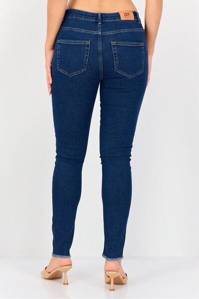 JDY Women Regular Fit Washed Stretchable Jeans, Dark Blue