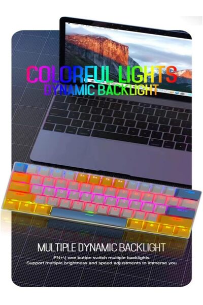erorex 61 Keys Rgb Gaming Keyboard 60% Mini Wired Waterproof Anti Ghosting Keyboard Three Color Keycaps