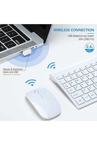 erorex مجموعة لوحة مفاتيح وماوس لاسلكية فائقة النحافة 2.4 جيجاهرتز صامتة ومدمجة مزودة بمنفذ USB ومجموعة لوحة مفاتيح بمقص