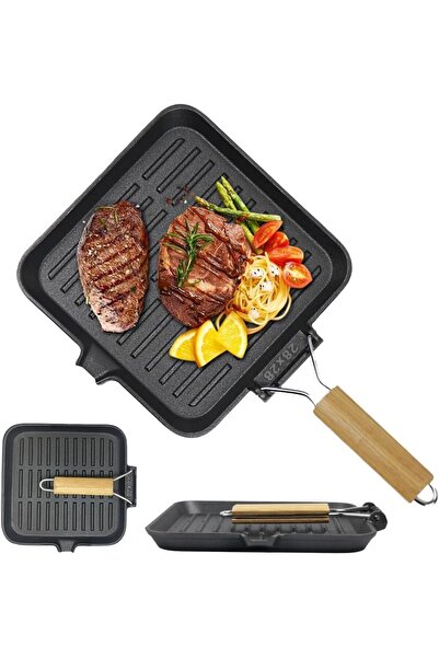 erorex Cast Iron Grill Pan Nonstick Steak Skillet,28Cm Pre Seasoned Non Stick Cast Iron Skillet Grill Pan