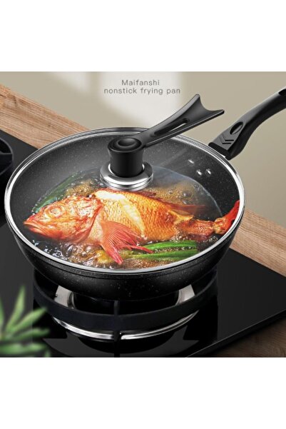 erorex Nonstick Wok Pan Lid, Non Stick Wok Frying Pan, Cooking Wok Stay Cool Handle, Induction Compatible,