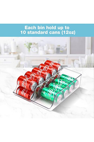 erorex 2 Pack Can Drink Dispenser Organizer Refrigerator, Clear Plastic Soda Pop Can Holder Container