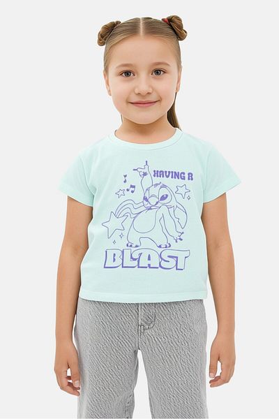 Disney Kids Girl Graphic Print Short Sleeves Top, Mint