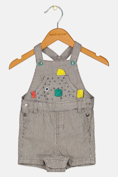 Dp Am Toddlers Girl Stripped Sleeveless Romper, Grey Combo